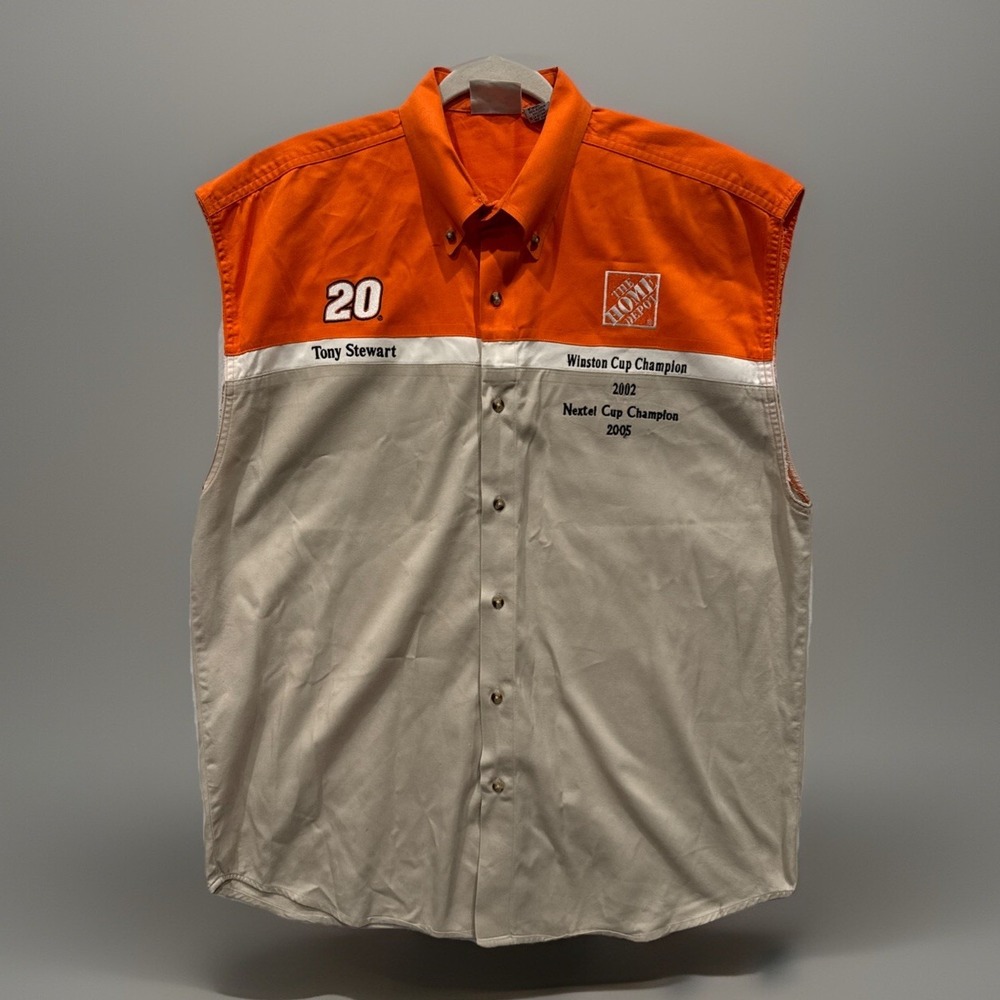 Winners Circle Tony Stewart Home Depot‎ Nascar  Shirt Orange/Tan XL Autographed